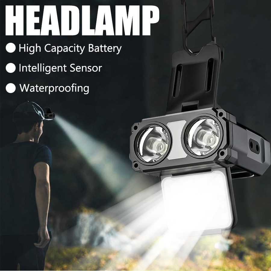 Outdoor Adventure Camp - Sensörlü COB LED Far Başlığı Klipsli