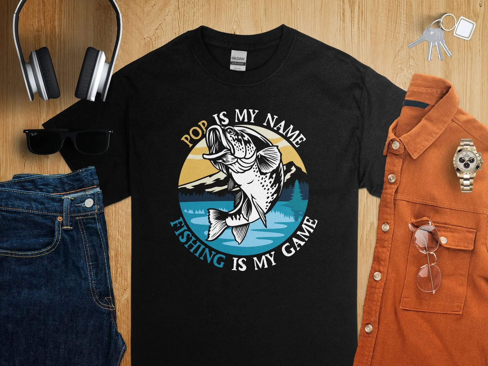 Outdoor Adventure Names - Balık Tutma Meraklısı Tişört Pop Benim